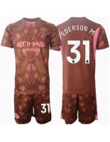 Otroške Nogometnih dresov Manchester City Ederson Moraes #31 Vratar Domači 2024-25 Kratki rokavi (+ hlače)